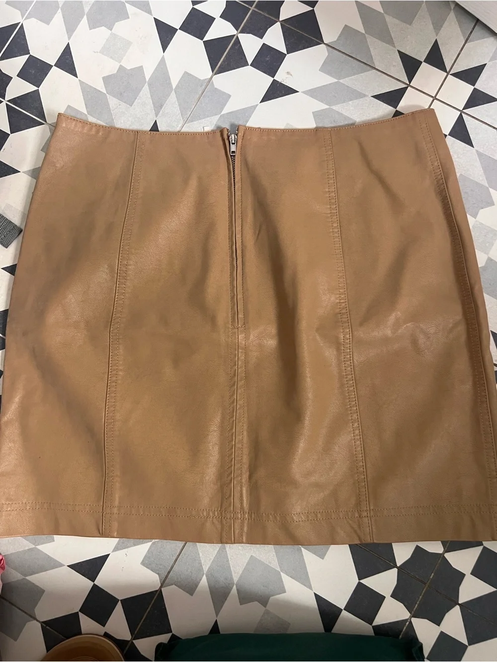 Free People Faux Leather Mini Skirt in Camel Brown